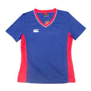 Queens High School V-neck PE Tee Royal/Red